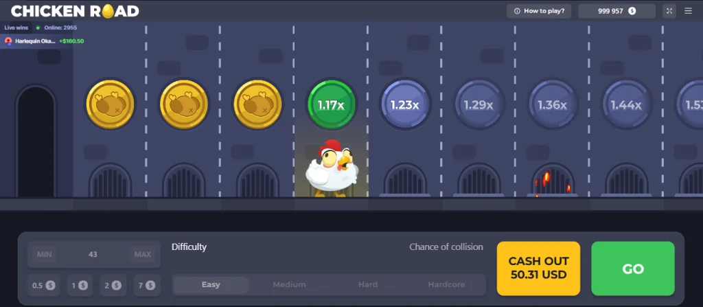 Kurczak przechodzi przez drogę w grze Chicken Road – mnożnik 1.06x